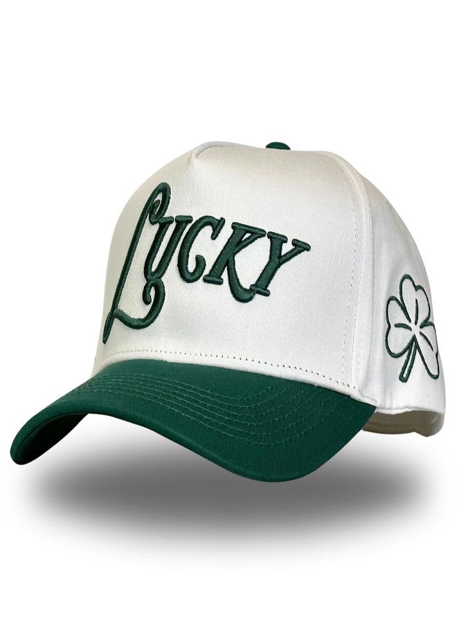 CITRUSY Vintage Seasonal Trucker Hat | Men & Women | Trendy Retro Country Western | Green & Red Trucker Hats | Holiday Merry Christmas St Patricks Day Lucky | Cotton | Snapback (Lucky | Green) - Image 1